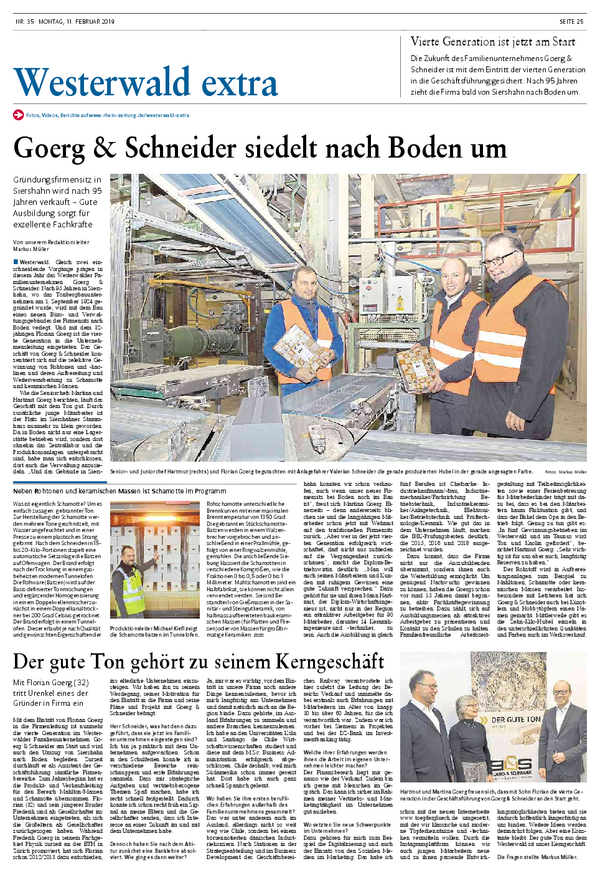 Artikel Rheinzeitung 11.02.2019